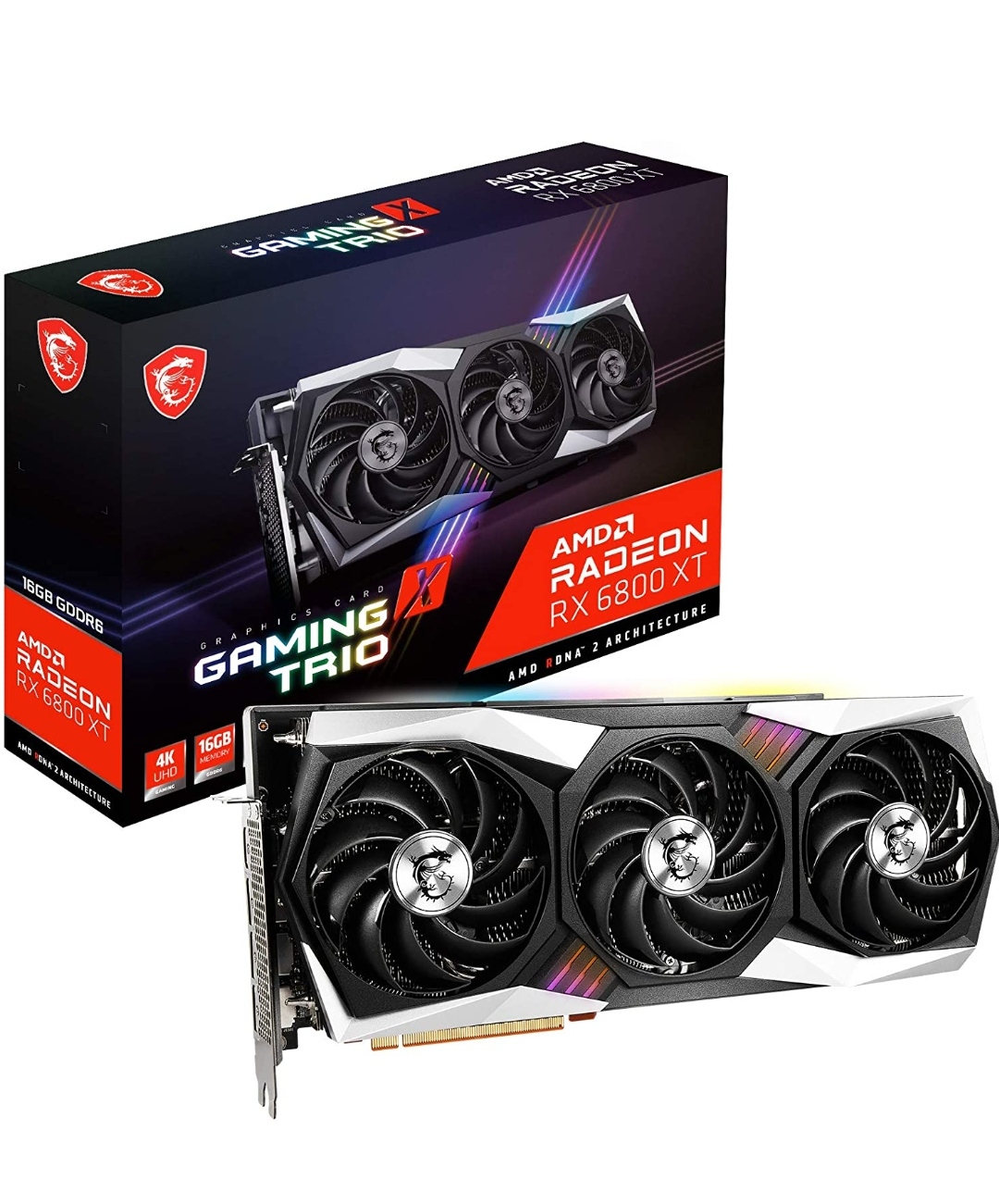 NEW MSI Gaming Radeon RX 6800 XT 16GB GDRR6 256-Bit HDMI/DP 2285 MHz RDNA 2 Architecture OC Tarjeta gráfica (RX 6800 XT Gaming X Trio 16G) Pago en Escrow